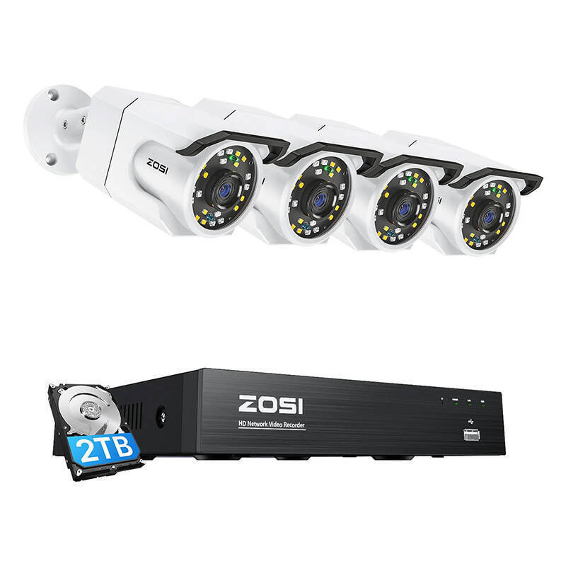 ZOSI Σετ Κάμερες Παρακολούθησης C105 WiFi 8MP + NVR 8ch + 2TB HDD 4τμχ (Λευκό)