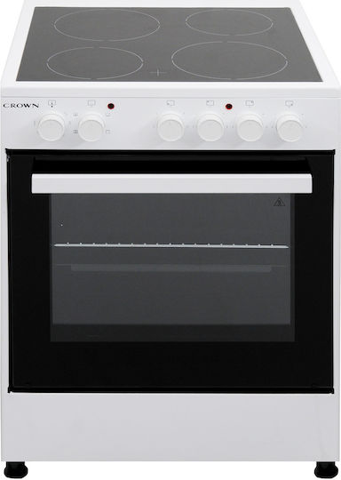 Crown Stove 65L With Ceramic Hobs W57cm White