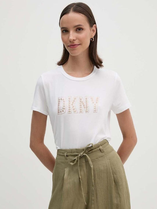 DKNY Logo Γυναικεία Μπλούζα Κοντομάνικη Λευκό
