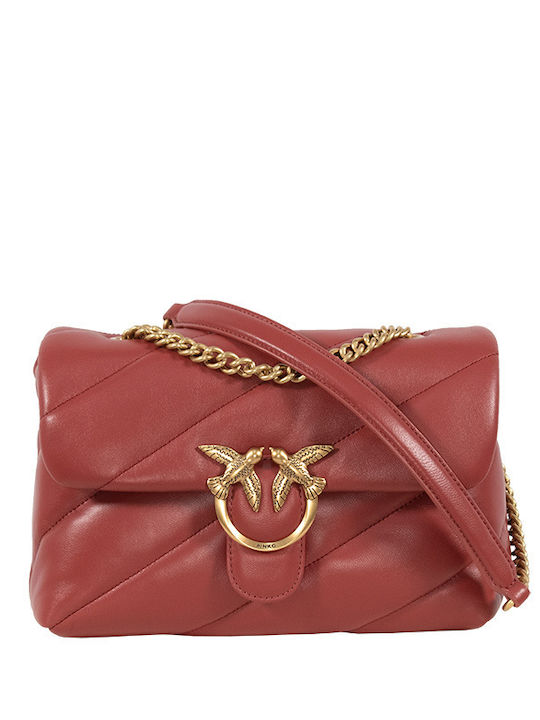 Pinko Love Classic Puff Leder Damen Tasche Crossbody Rot