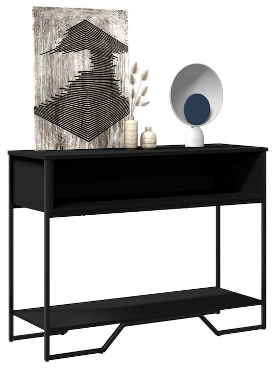 Metal Console Table Black Velvet-Black Metal L100xW35xH74.5cm