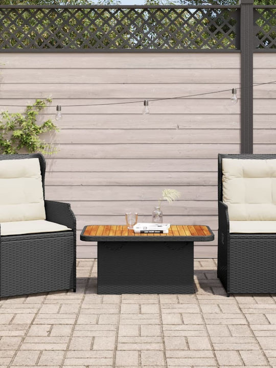 Garden & Outdoor Furniture Sets Living Room Set 3 Pieces Black with Pillows