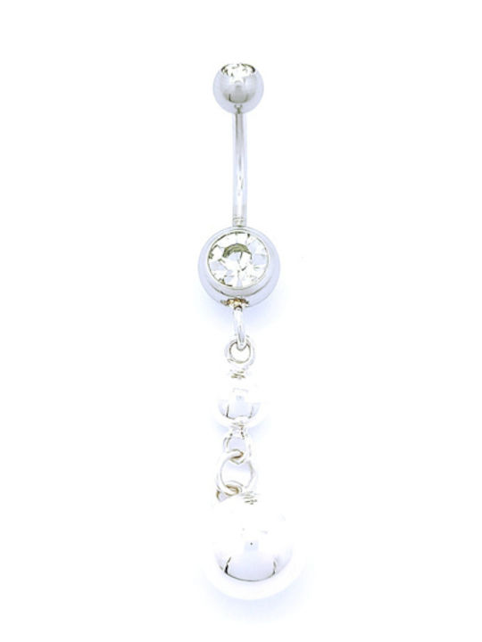 PS Silver Navel Piercing in Steel 1mm Silver