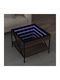 Square Side Table Glass Brown Oak M50xL50xH38cm