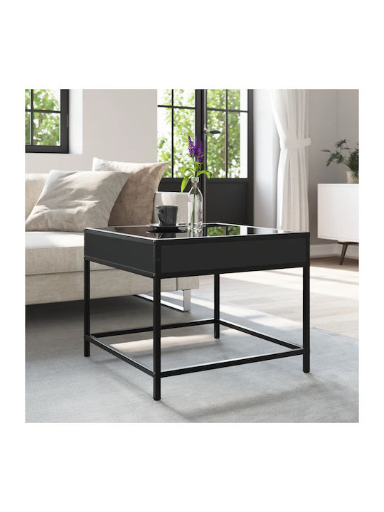 Square Side Table Glass Black 50x50x41 cm