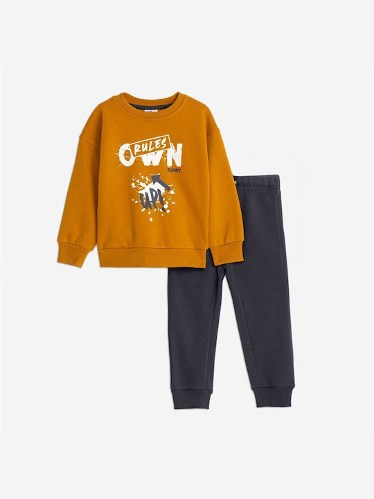 Funky Kids Sweatpants Set Brown, Anthracite