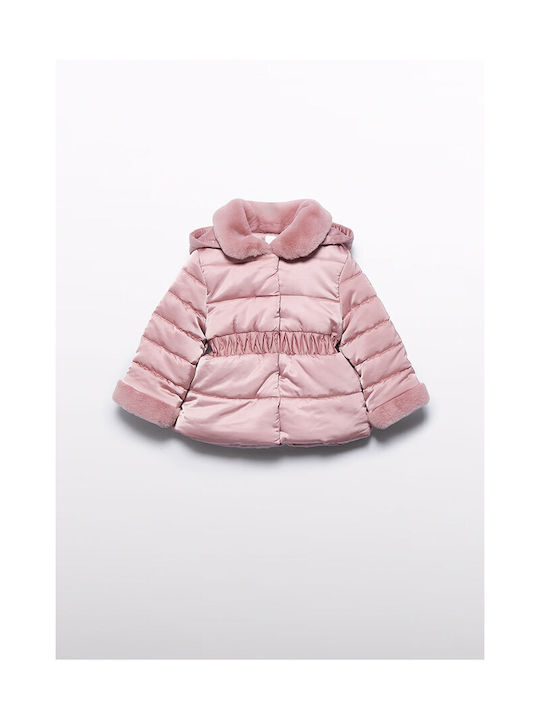 Abel & Lula Kids Fur Coat with Lining & Hood Pink