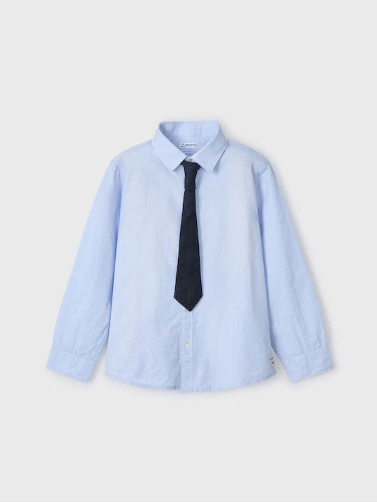 Mayoral Kids Plain Long-Sleeved Light Blue Shirt
