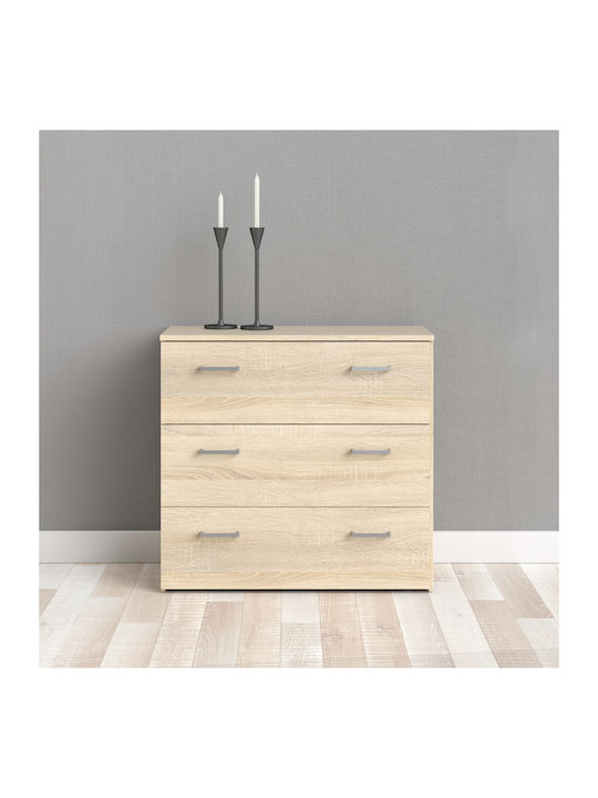 Bedroom Chest of Drawers Wooden Space with 3 Drawers Oak 74.1x35.95x69.9 cm