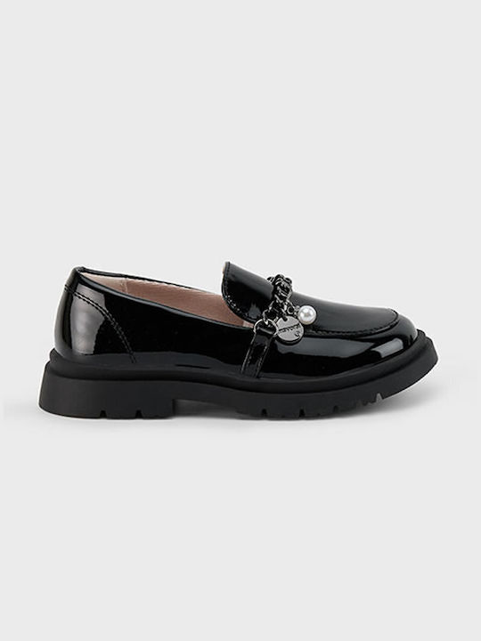 Mayoral Girls Leather Moccasins Black