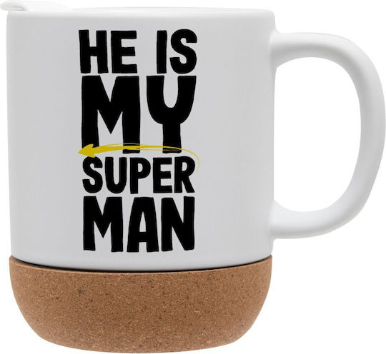 Koupakoupa He Is My Superman Чаша Керамично с Капак Червена 330мл