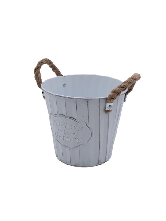 Uncle George Planter Metal White 17.5x17.5x15cm.