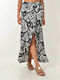 First Woman Maxi Envelope Skirt Floral Black