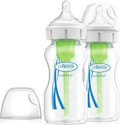 Dr. Brown's Glass Bottle Set Natural Flow Options+ Anti-Colic with Silicone Nipple for 0+, 0+ m, months Transparent 270ml 2pcs