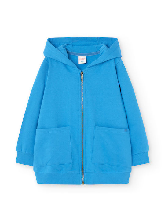 Boboli Kids Sweatshirt Cardigan with Hood Blue