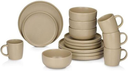 Alpina Appliances Geschirrset aus Porzellan Beige 16Stück