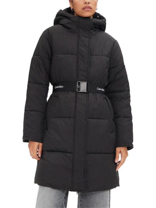 Calvin Klein Lang Damen Puffer Jacke für Winter Black J20J224122