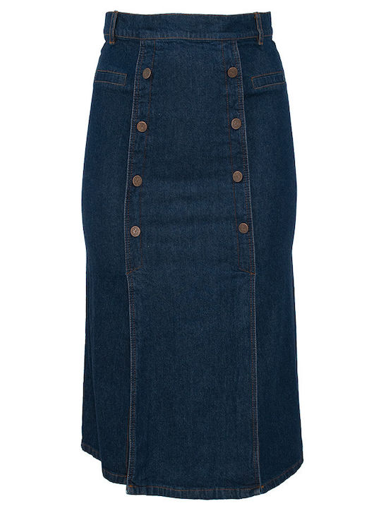 Forel Denim High Waist Midi Skirt Denim