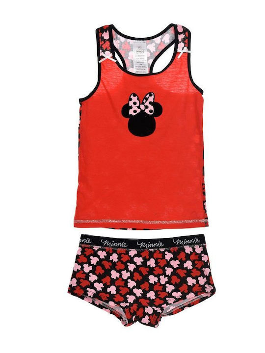 Disney Minnie Παιδικό Σετ Μποξεράκι με Φανελάκι κόκκινο 2τμχ