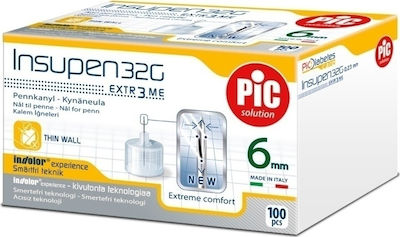 Pic Solution Insupen Insulin Pen Needles 32g X 6mm 100 Pieces