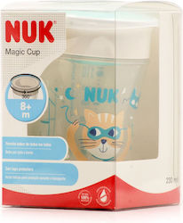 Nuk Cănuțe pentru Copii și Bebeluși Magic Cup din Plastic Alb Pisica 1buc 230ml pentru m+