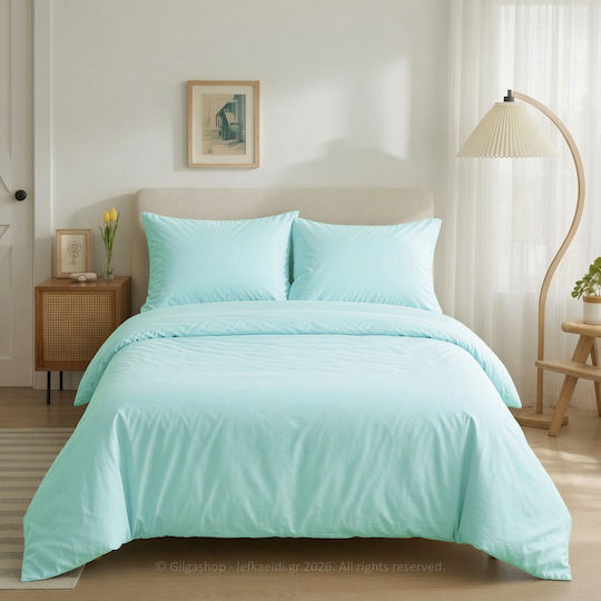 Casa Colori Set Cearșafuri Semi-Dublu cu Elastic 120x200+30cm. Aqua 3buc