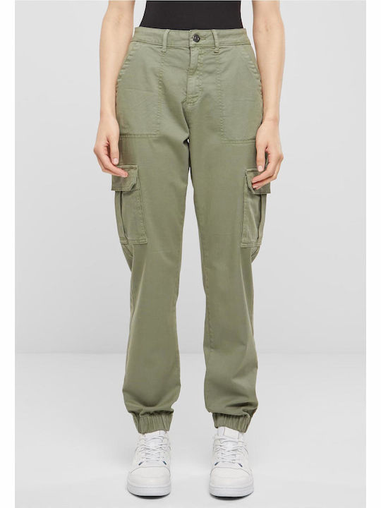 Women's Fabric Cargo Trousers Pale Green