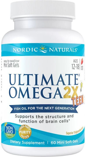 Nordic Naturals Ultimate Omega 2X Teen Рибено масло Подходящо за деца 1120мг 60 софтджел Ягода