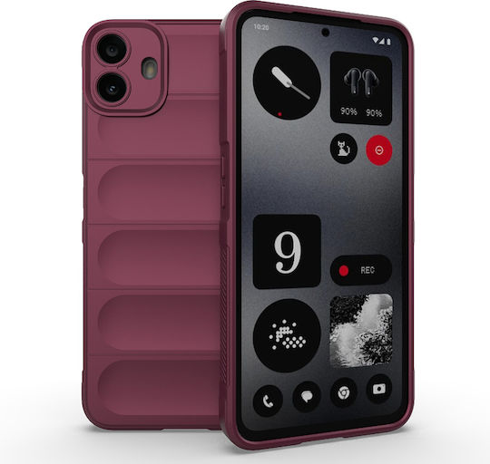 Techsuit Magic Umschlag Rückseite Silikon Burgundisch (Nichts CMF Telefon 1)
