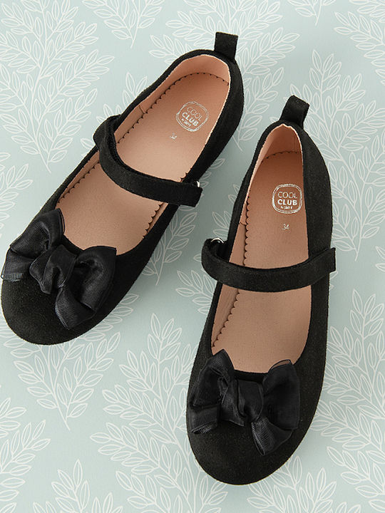 Kids Ballerinas with Hoop & Loop Closure Black