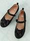 Kids Ballerinas with Hoop & Loop Closure Black