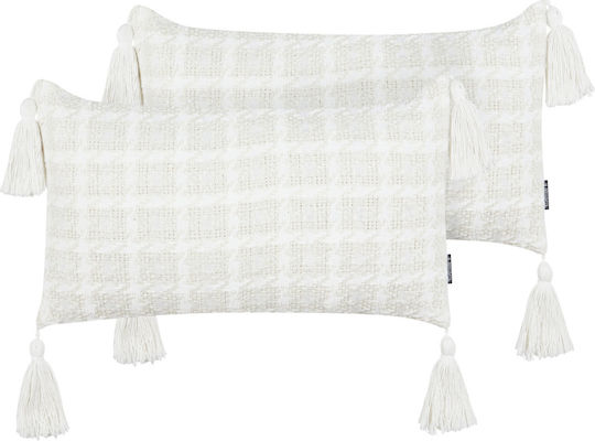 Set 2 Cushions Light Beige Douris 30 X 60 Cm