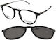 Boss Men's Prescription Eyeglass Frame With Black Clip-On