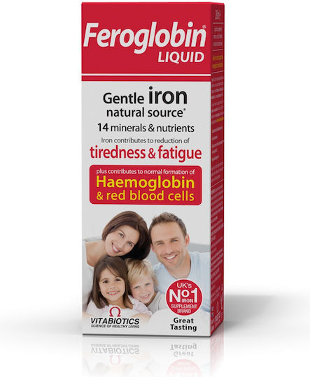 Vitabiotics Feroglobin® Liquid Suitable for Children with Vitamin C Liquid Iron with Vitamins B & Zinc 200ml Honey Orange
