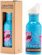 Wasserrevolution Sharkland Metallflasche mit Strohhalm 500ml
