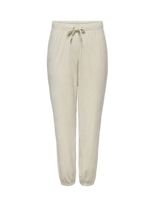 Only Women's Sweatpants Beige Velvet