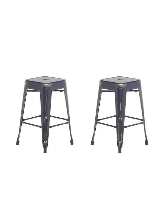 Stool Bar Metallic Black 2pcs