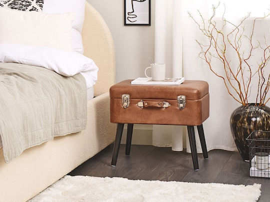 Σκαμπό Σαλονιού με Αποθηκευτικό Χώρο Brown Eco-leather