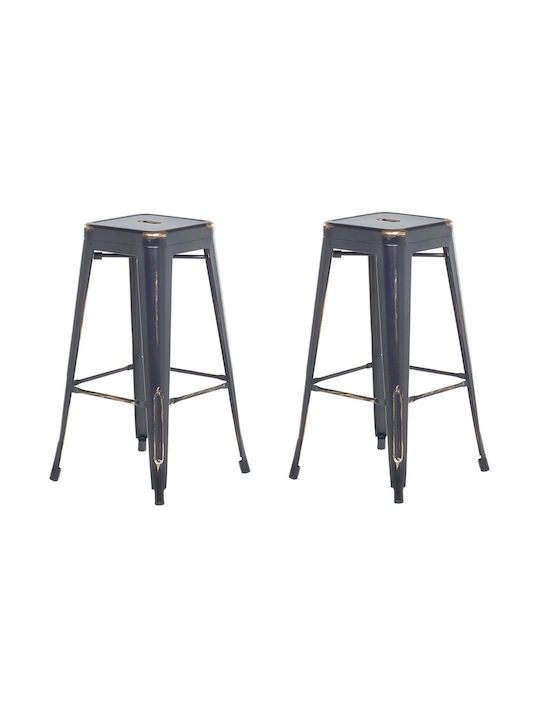 Scaune Bar Metal Negru 2buc