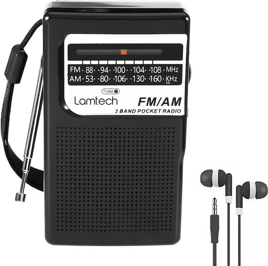 Lamtech Pocket Mini Radio Rechargeable Black