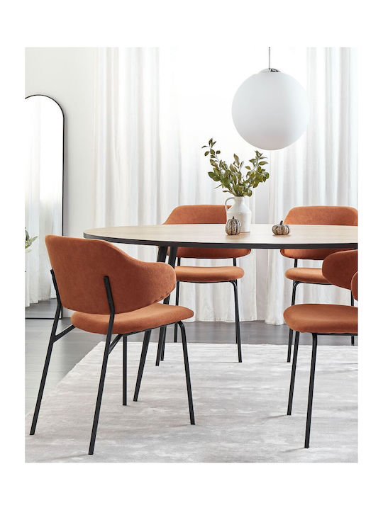 Dining Chair Set 2 Fabric Orange Kenai