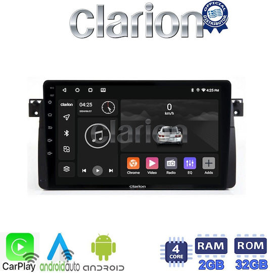 Clarion Auto-Audiosystem für BMW Serie 3 (E46) 1998>2005 (Bluetooth/USB/WiFi/GPS/Apple-Carplay/Android-Auto) mit Touchscreen 9"