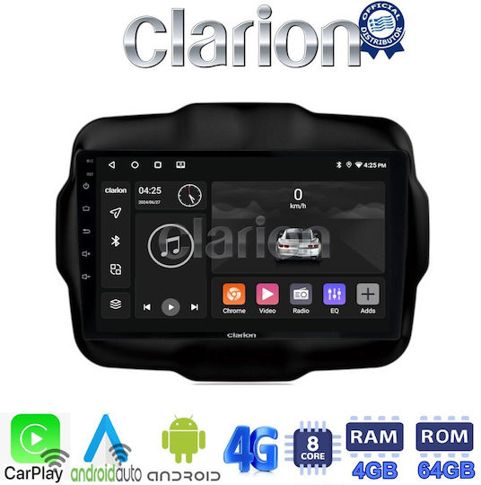 Clarion Sistem Audio Auto pentru Jeep Renegade 2014> (Bluetooth/USB/WiFi/GPS/Apple-Carplay/Android-Auto) cu Ecran Tactil 9"