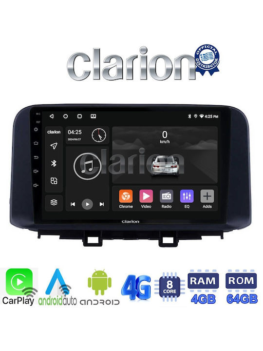 Clarion Ηχοσύστημα Αυτοκινήτου για Hyundai Kona 2017> (Bluetooth/USB/WiFi/GPS/Apple-Carplay/Android-Auto) με Οθόνη Αφής 9"