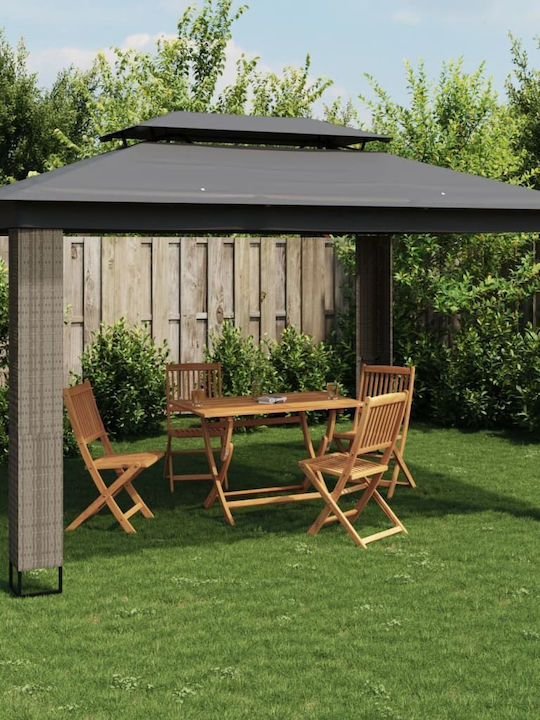 vidaXL Κιόσκι Κήπου Γκρι 3.94x2.96m