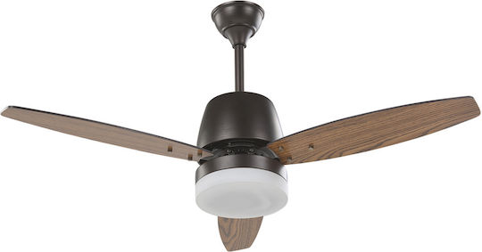 Beliani Mlava Ανεμιστήρας Οροφής 122cm με Φως Dark Wood White Black