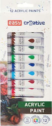 Set Ușor de 12 Tuburi de Culori Acrilice, Easy, Multicolore
