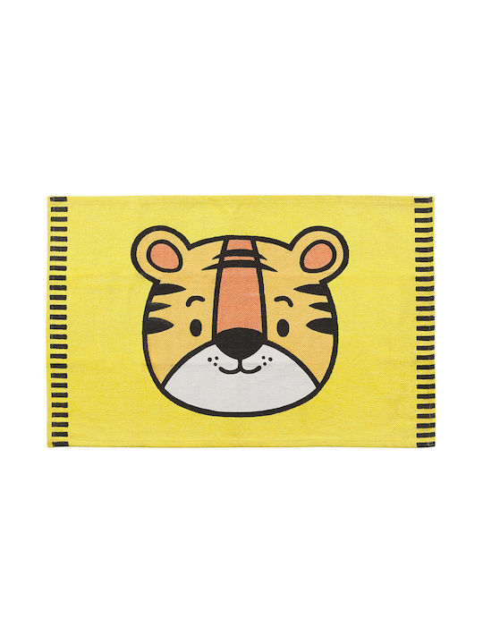 Children's Cotton Rug Tiger Motif 60 X 90 Cm Yellow Ranchi