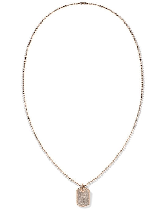 Tommy Hilfiger Necklace from Pink Gold Plated Steel with Zircon