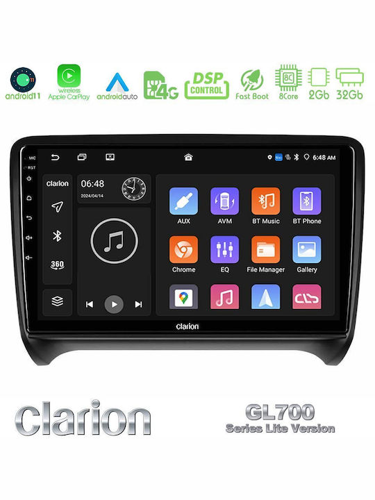 Clarion Auto-Audiosystem für Audi E-Commerce-Website 2007-2015 (Bluetooth/USB/WiFi/GPS/Apple-Carplay/Android-Auto) mit Touchscreen 9"